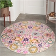 Nourison Passion 4' x Round Pink and Gray Fabric Bohemian Area Rug (4' Round)