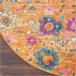 Nourison Passion 4' x Round Orange Fabric Bohemian Area Rug (4' Round)