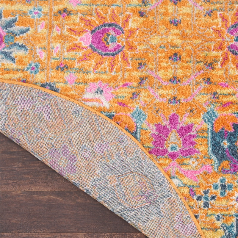 Nourison Passion 4' x Round Orange Fabric Bohemian Area Rug (4' Round)