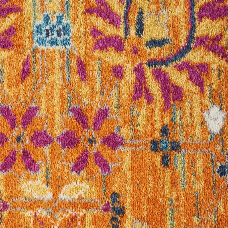 Nourison Passion 4' x Round Orange Fabric Bohemian Area Rug (4' Round)