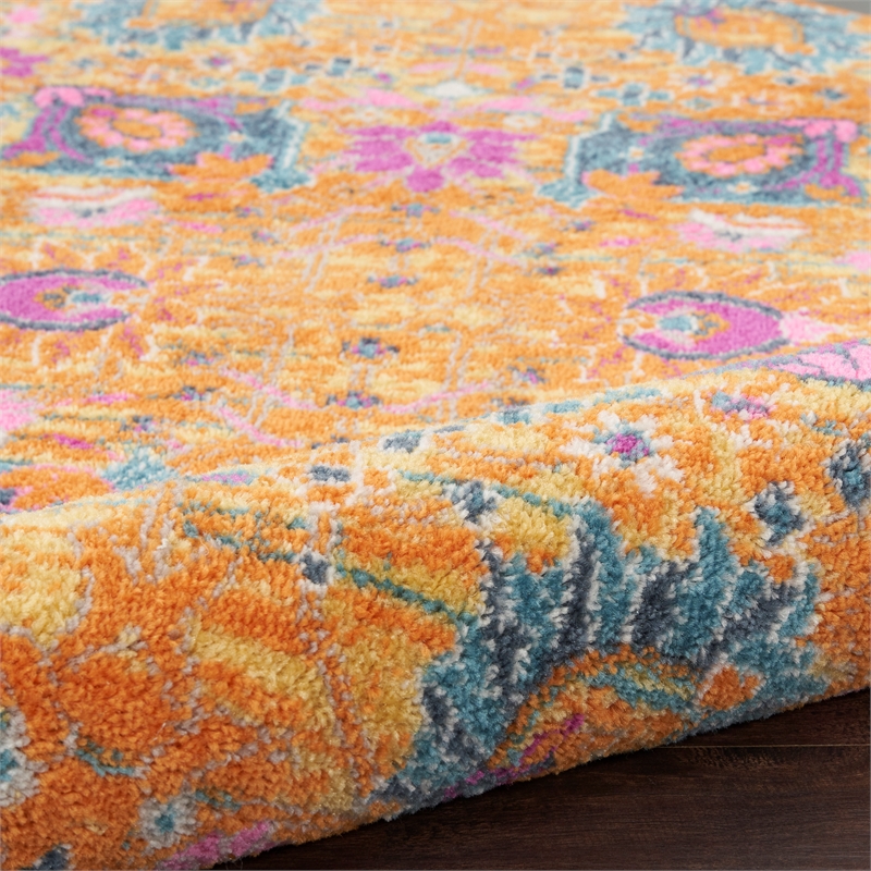Nourison Passion 4' x Round Orange Fabric Bohemian Area Rug (4' Round)