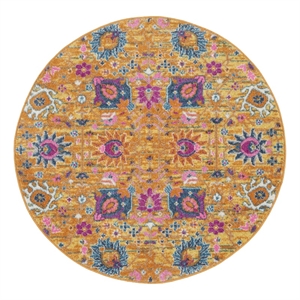 Nourison Passion 4' x Round Orange Fabric Bohemian Area Rug (4' Round)