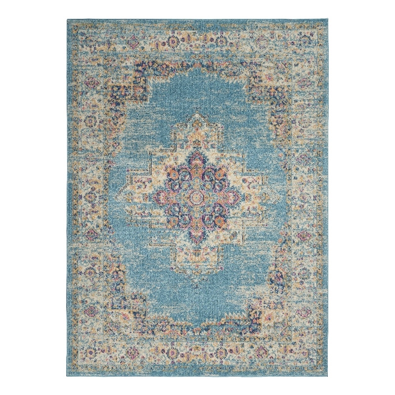 Nourison Passion 4' x 6' Ivory Light Blue Fabric Bohemian Area Rug (4' x 6')