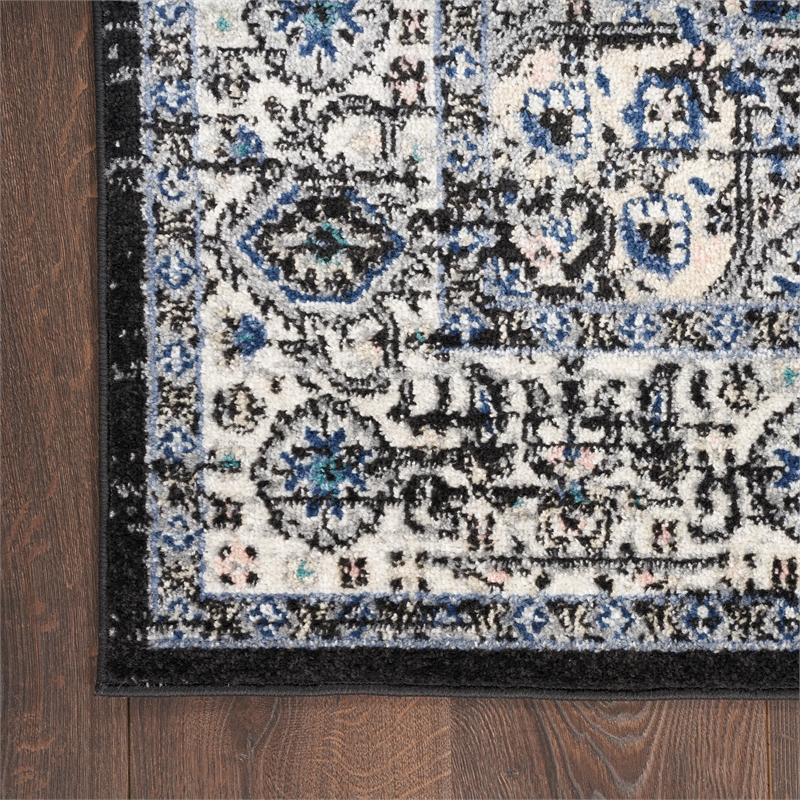 Nourison Passion 10' Runner Black Ivory Fabric Vintage Area Rug (10' Runner)