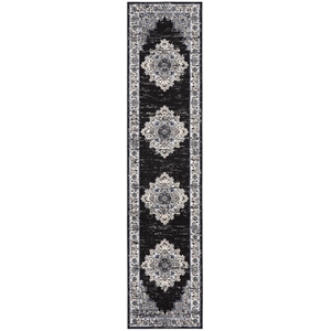 Nourison Passion 10' Runner Black Ivory Fabric Vintage Area Rug (10' Runner)