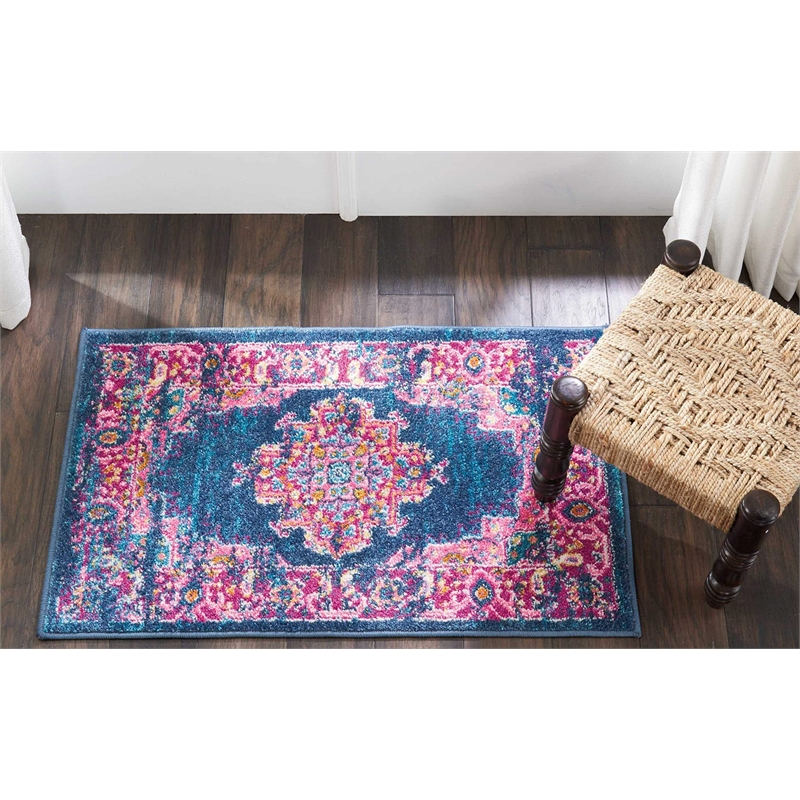 Nourison Passion 10' Runner Blue Fabric Bohemian Area Rug (10' Runner)