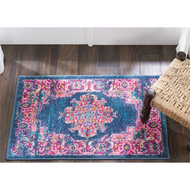 Nourison Passion 10' Runner Blue Fabric Bohemian Area Rug (10' Runner)