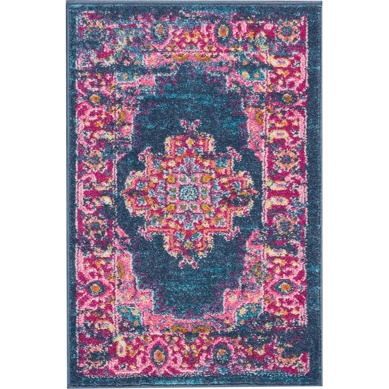 Nourison Passion 10' Runner Blue Fabric Bohemian Area Rug (10' Runner)
