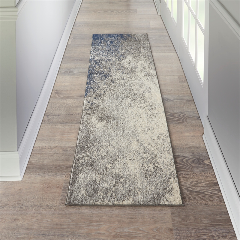 Nourison Passion 10' Runner Gray Fabric Modern Area Rug (10' Runner)