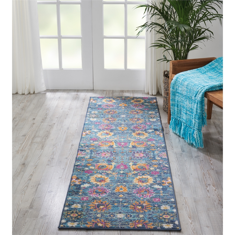 Nourison Passion 10' Runner Denim Fabric Bohemian Area Rug (10' Runner)