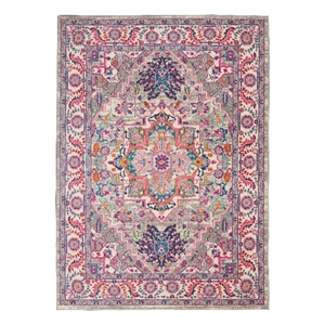 Nourison Passion 4' x 6' Gray and Pink Fabric Bohemian Area Rug (4' x 6')