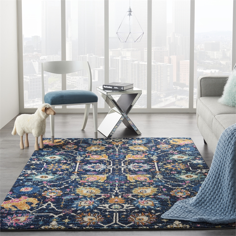 Nourison Passion 4' x 6' Navy and Blue Fabric Bohemian Area Rug (4' x 6')