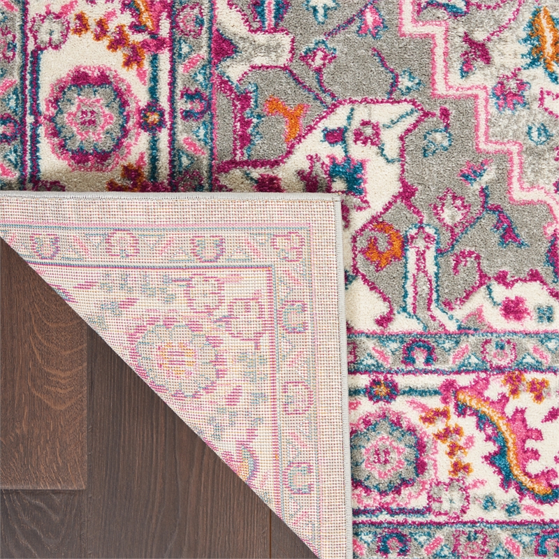 Nourison Passion 5' x 7' Gray and Pink Fabric Bohemian Area Rug (5' x 7')