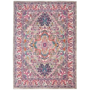 Nourison Passion 5' x 7' Gray and Pink Fabric Bohemian Area Rug (5' x 7')