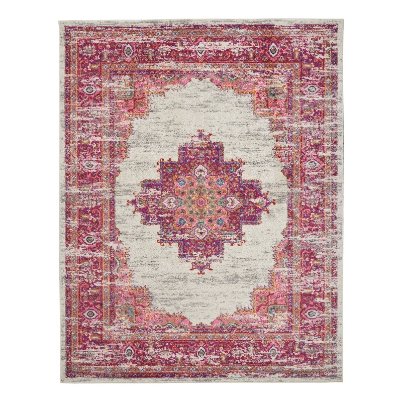 Nourison Passion 7' x 10' Pink and White Fabric Bohemian Area Rug (7' x 10')