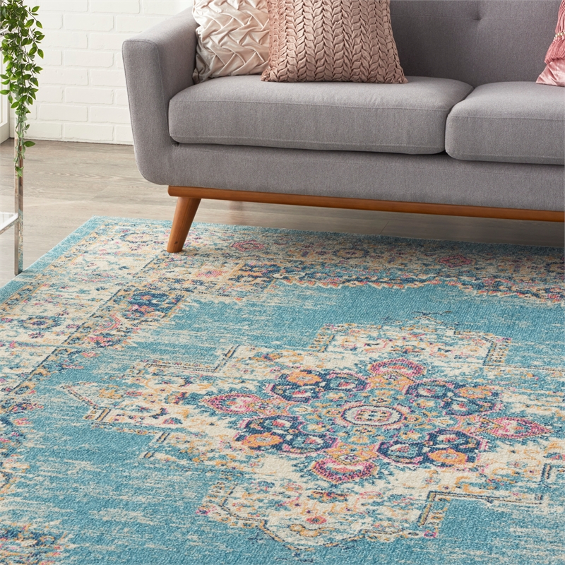 Nourison Passion 8' x 10' Ivory Light Blue Fabric Bohemian Area Rug (8' x 10')