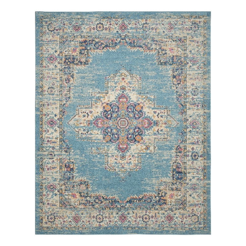 Nourison Passion 8' x 10' Ivory Light Blue Fabric Bohemian Area Rug (8' x 10')