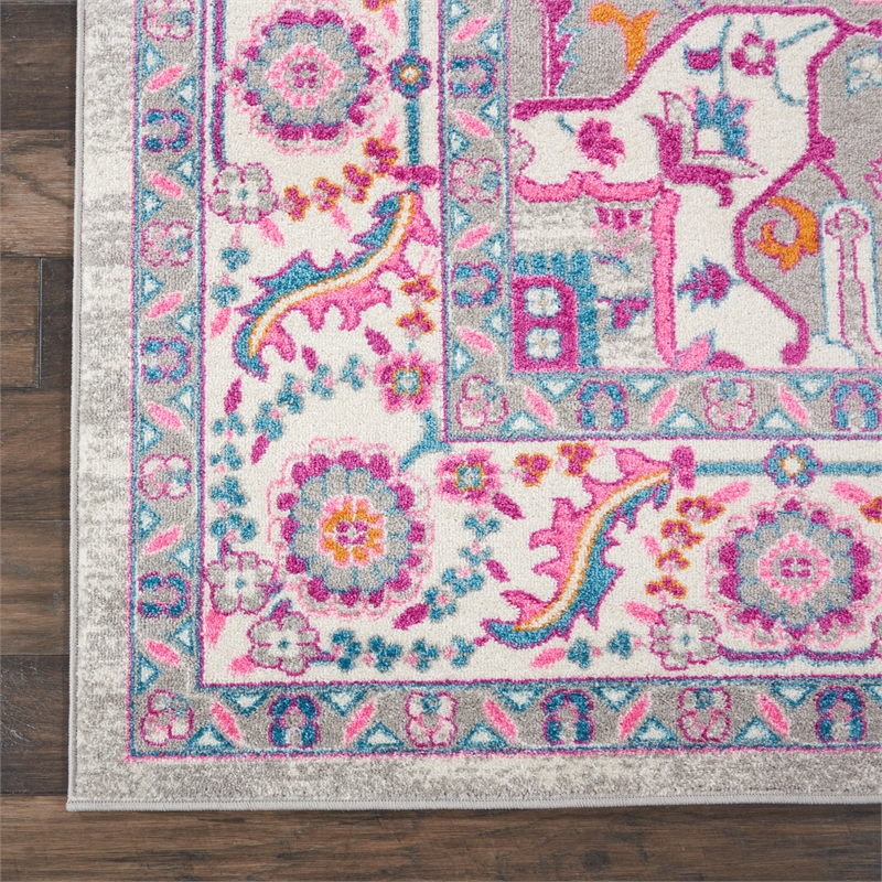 Nourison Passion 8' x 10' Gray and Pink Fabric Bohemian Area Rug (8' x 10')