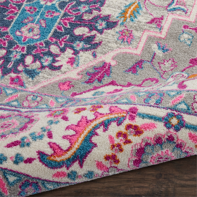 Nourison Passion 8' x 10' Gray and Pink Fabric Bohemian Area Rug (8' x 10')