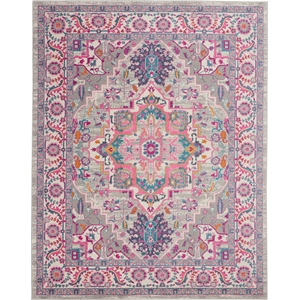 Nourison Passion 8' x 10' Gray and Pink Fabric Bohemian Area Rug (8' x 10')