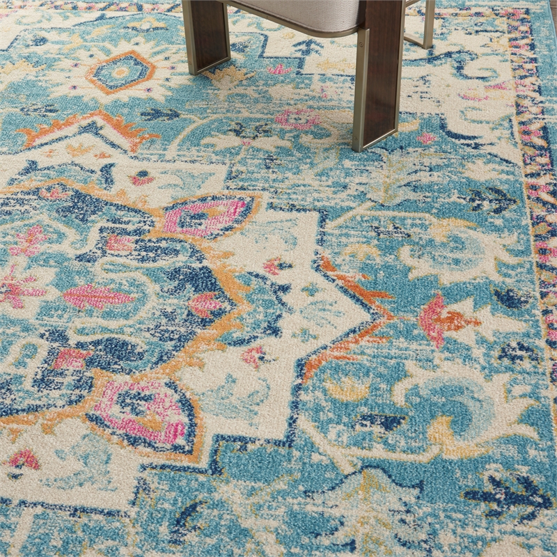 Nourison Passion 9' x 12' Ivory Light Blue Fabric Bohemian Area Rug (9' x 12')