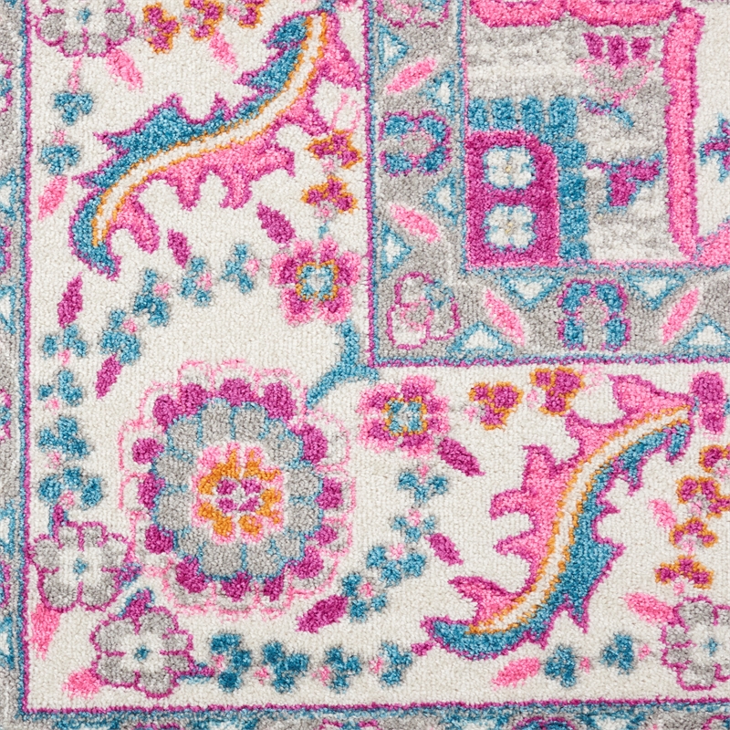 Nourison Passion 9' x 12' Gray and Pink Fabric Bohemian Area Rug (9' x 12')