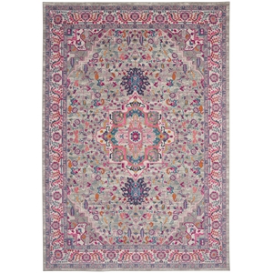 Nourison Passion 9' x 12' Gray and Pink Fabric Bohemian Area Rug (9' x 12')