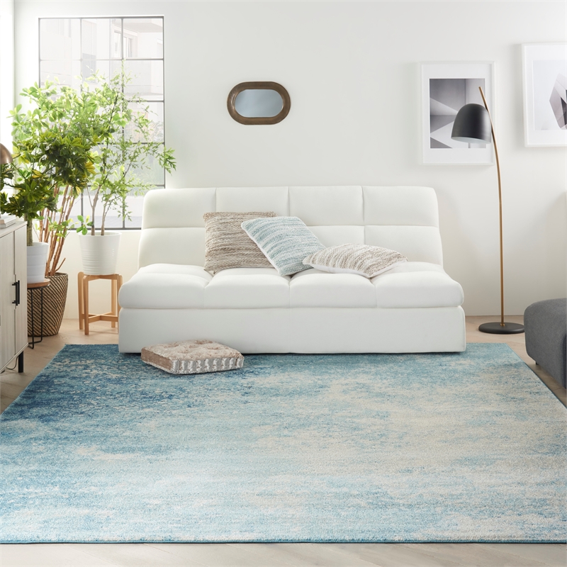 Nourison Passion 9' x 12' Navy Light Blue Fabric Modern Area Rug (9' x 12')