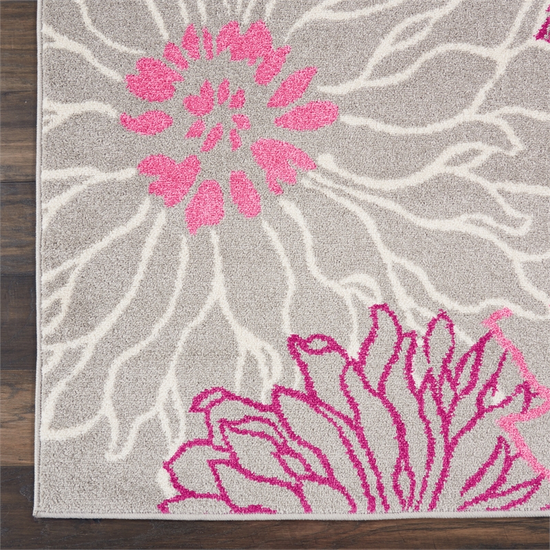 Nourison Passion 5' x 7' Pink and Gray Fabric Contemporary Area Rug (5' x 7')