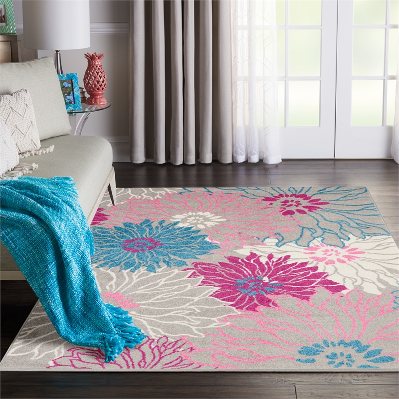 Nourison Passion 5' x 7' Pink and Gray Fabric Contemporary Area Rug (5' x 7')