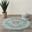 Nourison Passion 5' x Round Ivory Light Blue Fabric Bohemian Area Rug (5' Round)