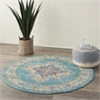 Nourison Passion 5' x Round Ivory Light Blue Fabric Bohemian Area Rug (5' Round)