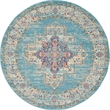 Nourison Passion 5' x Round Ivory Light Blue Fabric Bohemian Area Rug (5' Round)