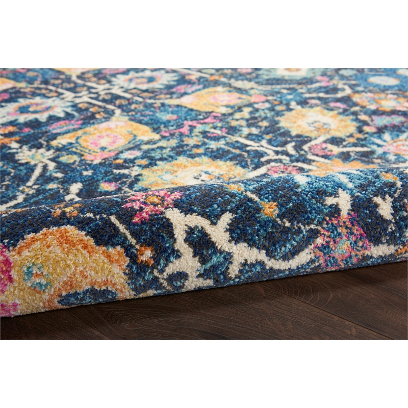 nourison passion 5' x round navy fabric bohemian area rug (5' round)
