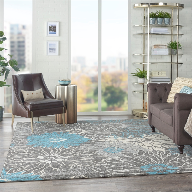 Nourison Passion 8' x 10' Charcoal/Blue Contemporary Indoor Rug Polypropylene