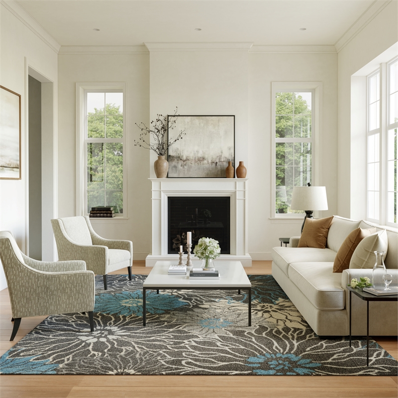 Nourison Passion 8' x 10' Charcoal/Blue Contemporary Indoor Rug Polypropylene