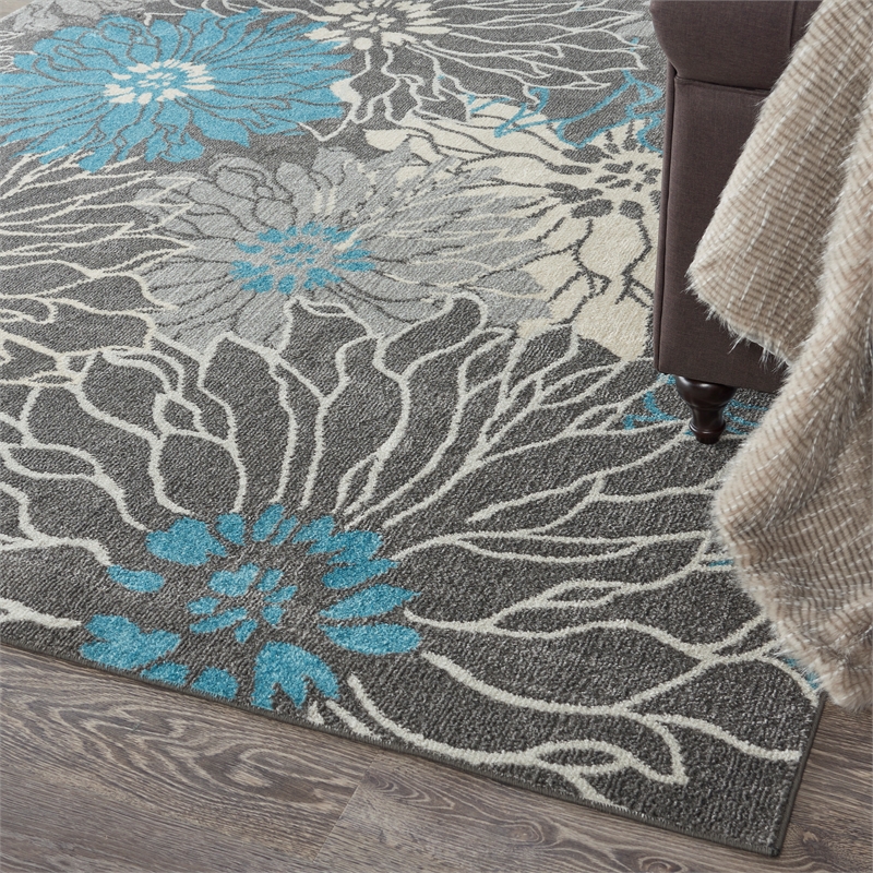 Nourison Passion 8' x 10' Charcoal/Blue Contemporary Indoor Rug Polypropylene