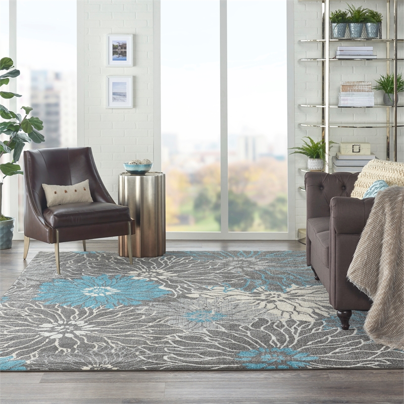 Nourison Passion 8' x 10' Charcoal/Blue Contemporary Indoor Rug Polypropylene