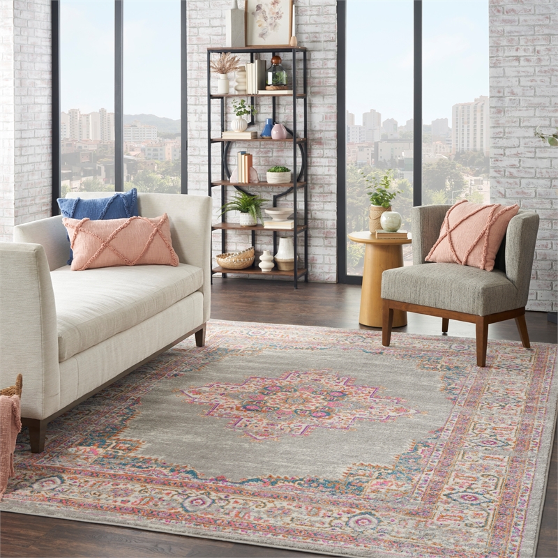 nourison passion 8' x 10' gray fabric bohemian area rug (8' x 10')
