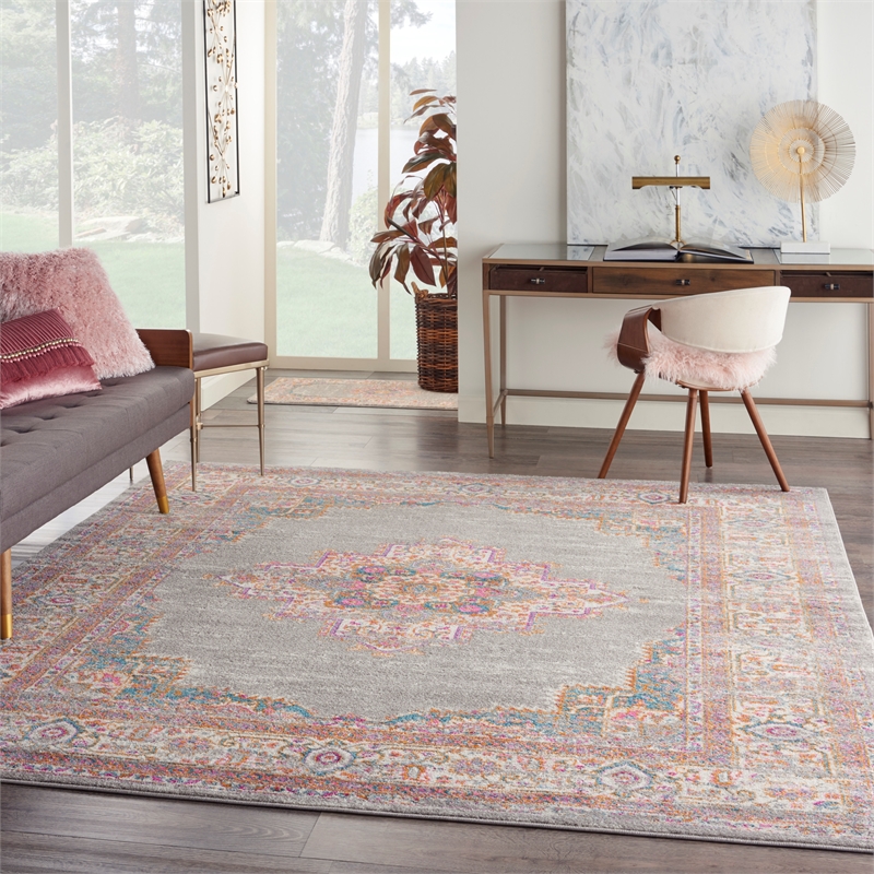 nourison passion 8' x 10' gray fabric bohemian area rug (8' x 10')