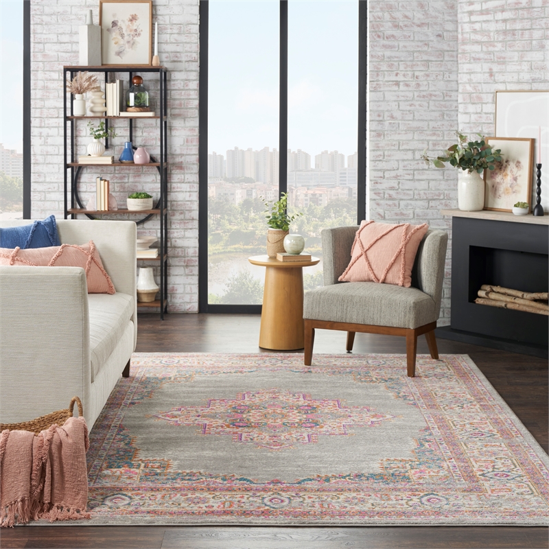 nourison passion 8' x 10' gray fabric bohemian area rug (8' x 10')