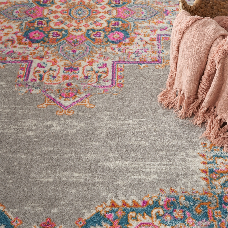 nourison passion 8' x 10' gray fabric bohemian area rug (8' x 10')