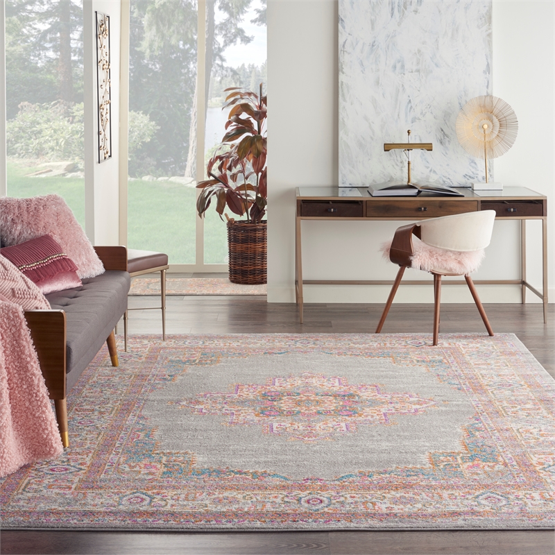 nourison passion 8' x 10' gray fabric bohemian area rug (8' x 10')