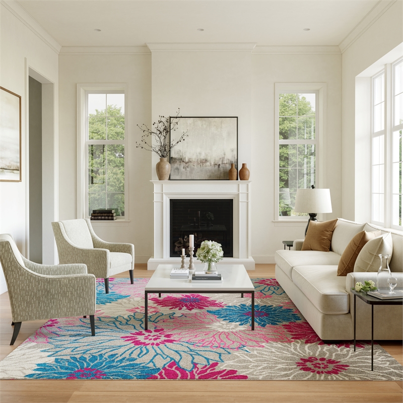 Nourison Passion 8' x 10' Pink and Gray Fabric Contemporary Area Rug (8' x 10')