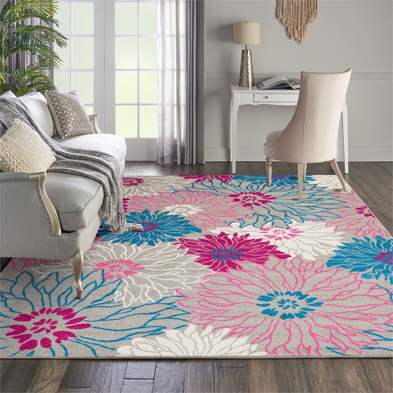 Nourison Passion 8' x 10' Pink and Gray Fabric Contemporary Area Rug (8' x 10')