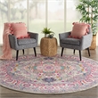 Nourison Passion 8' x Round Gray and Pink Fabric Bohemian Area Rug (8' Round)