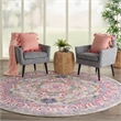Nourison Passion 8' x Round Gray and Pink Fabric Bohemian Area Rug (8' Round)