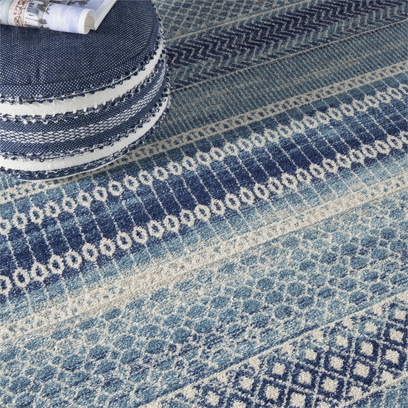 Nourison Passion 8' x round Navy Blue Bohemian Indoor Rug Polypropylene