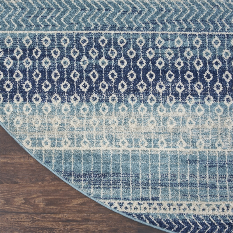 Nourison Passion 8' x round Navy Blue Bohemian Indoor Rug Polypropylene