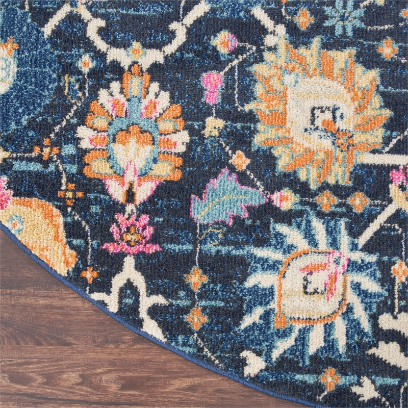 Nourison Passion 8' x Round Navy Fabric Bohemian Area Rug (8' Round)